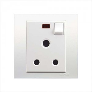15A 3 Pin Round Switched Socket with Neon