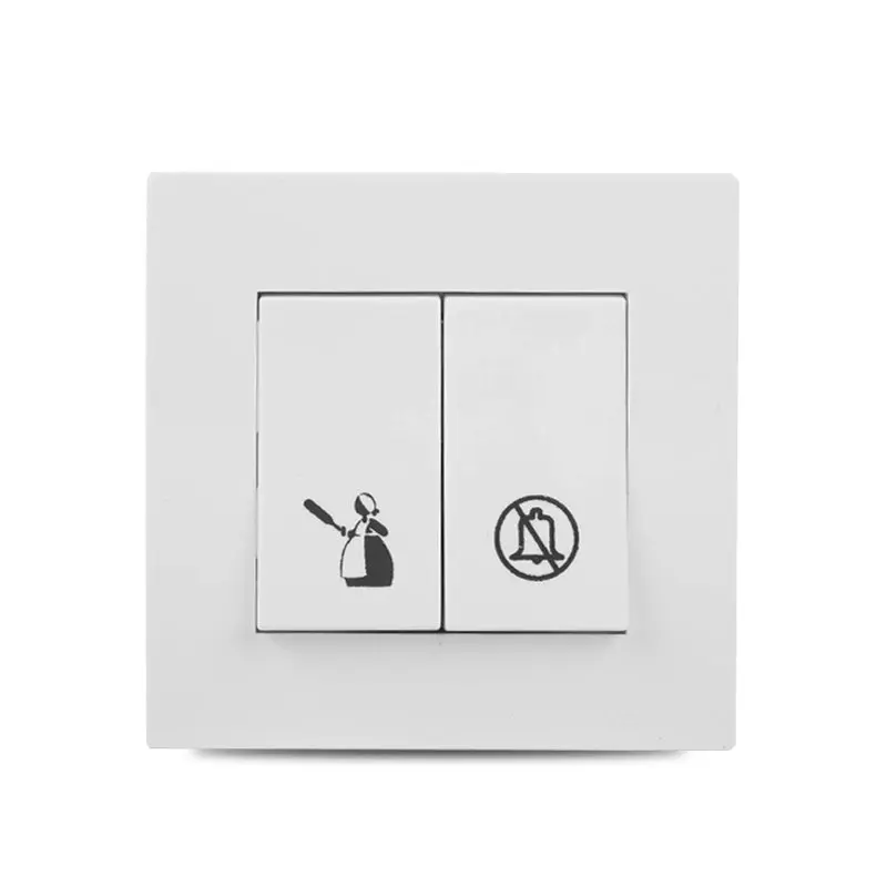 Vivace 2 Gang Bell Switch with " DND” & “PCU" Symbols