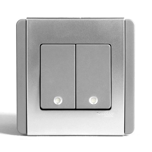 Neo 2 Gang Vertical Switch Grey Silver Price in Pakistan