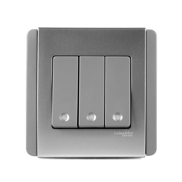 Neo 3 Gang Vertical Switch Grey Silver With Fluorescent Price In Pakistan